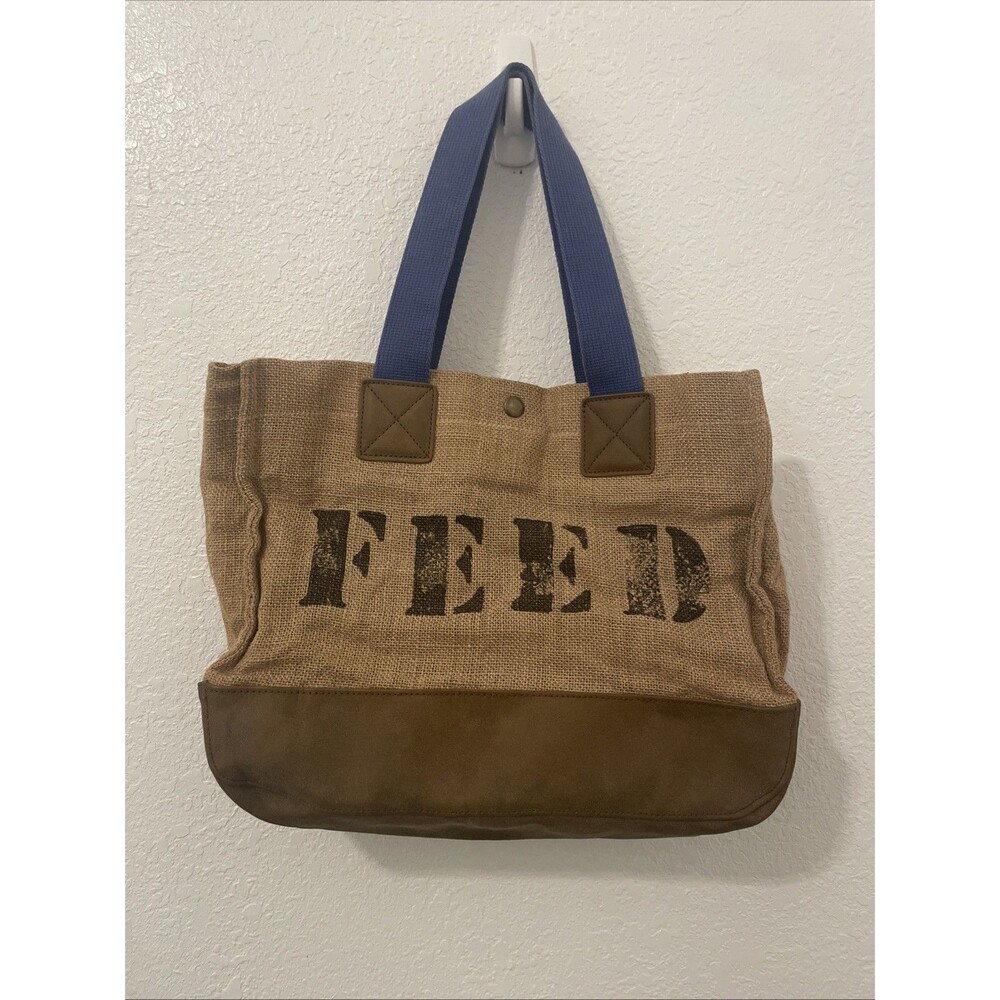 FEED PROJECT'S Burlap FEED Medium Tote Bag Handbag Classic See